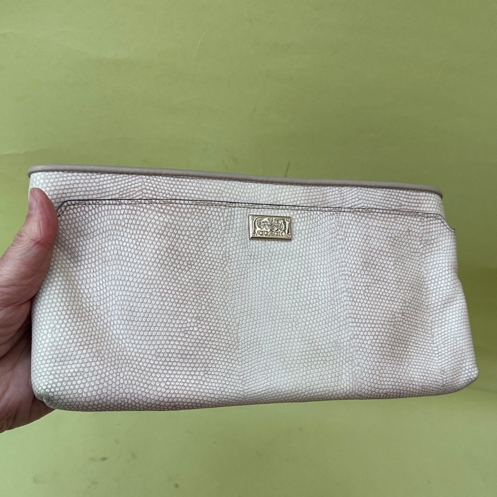 Coach Light Lavender/Purple Textured Leather Pouch with Zipper Closer
